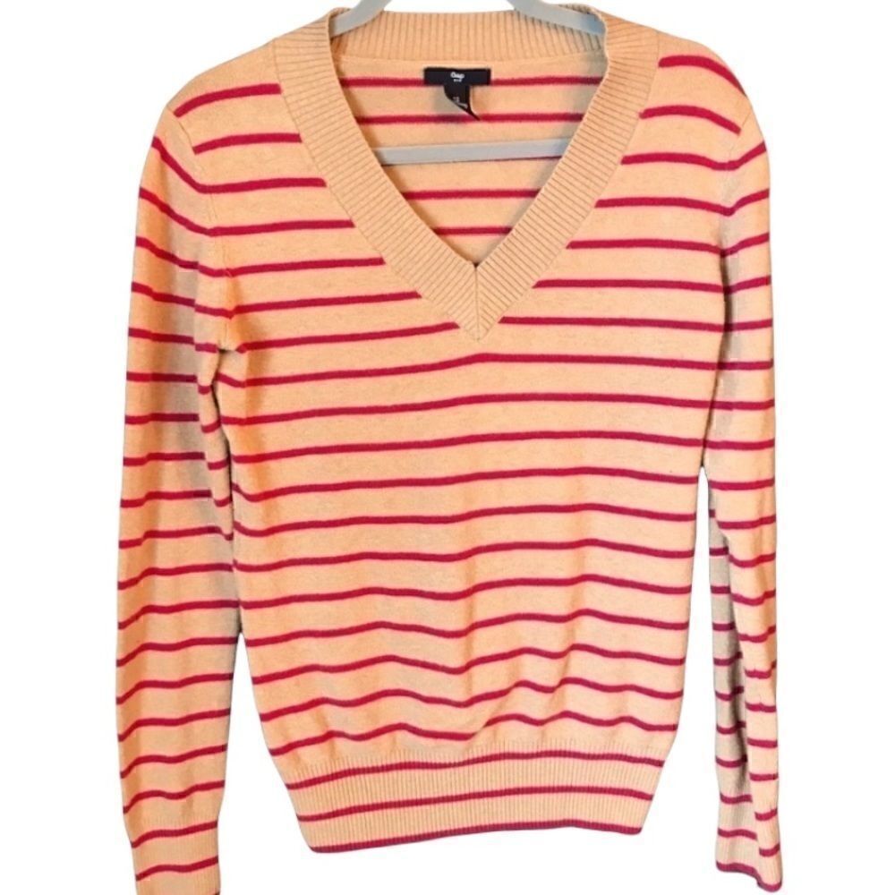 Gap Factory Camel Striped V Neck Sweater